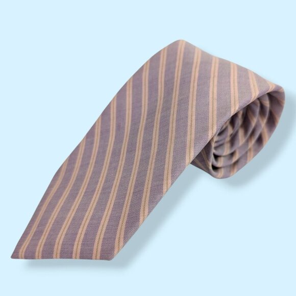 🍁Vintage Lanvin Paris Striped Silk Blend Tie - Picture 2 of 4
